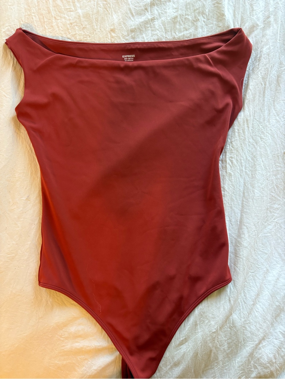 Express Girls' Off-Shoulder One-Piece Swimsuit in Deep Burgundy